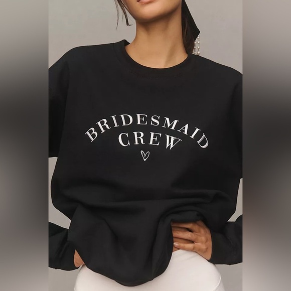 Anthropologie Tops - Anthropologie Bridesmaid Crew Black Sweatshirt Women’s Size Medium